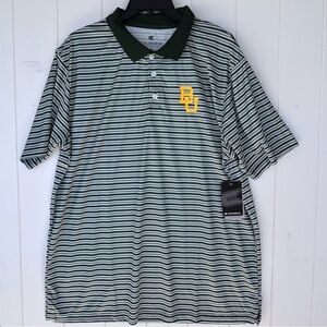 Colosseum Men’s‎ Baylor University Striped Polo Shirt Green/White Size XL NWT